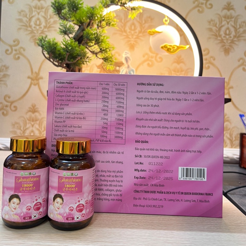 GLUTATHIONE 18000mg Viên Uống Trắng Da Cấp Tốc Giảm Nám Mờ Thâm Nhăn Căng Bóng Tăng Sinh Lý Nữ