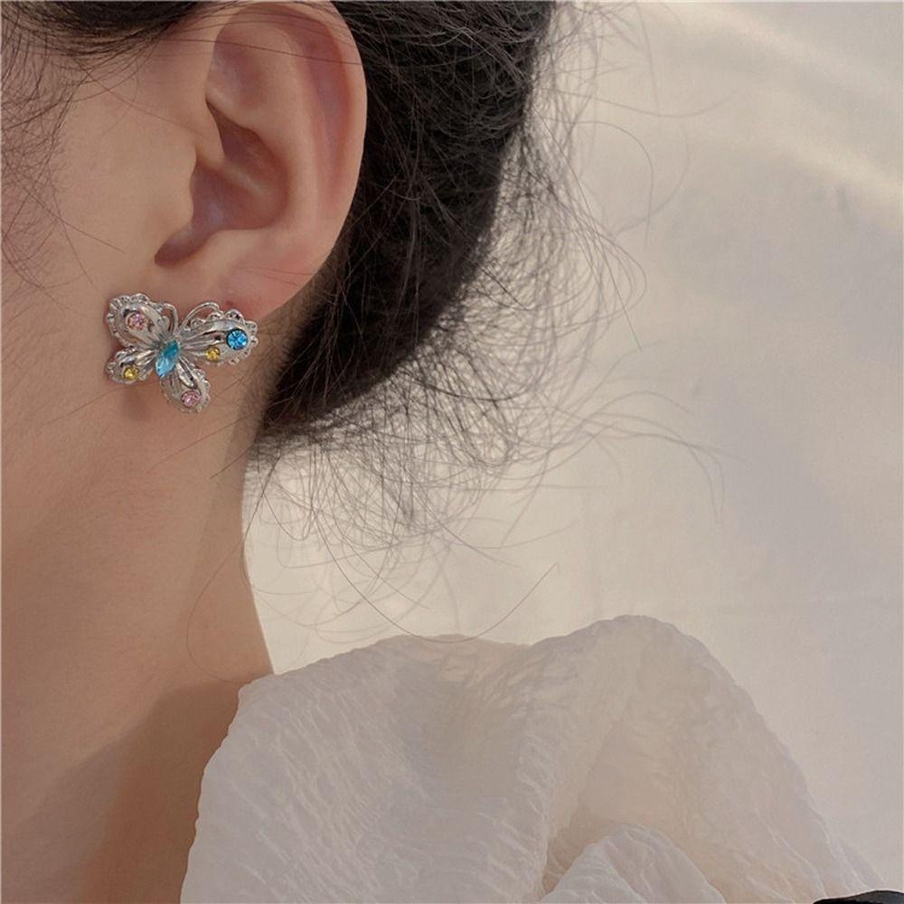 Bông Tai WMES15H Y2k Hình Nơ Bướm Đơn Giản Ngọt Ngào Hợp Thời Trang Cho Nữ|Khuyên Tai Hợp Kim Phong Cách Hàn Quốc