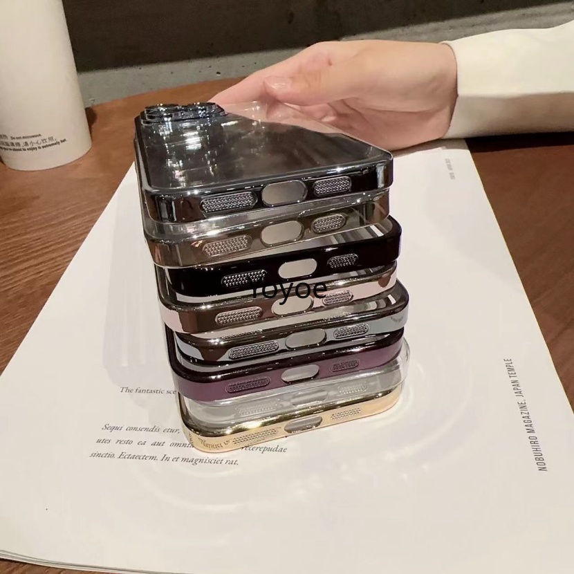 Ốp Điện Thoại gel silica Mềm Trong Suốt Mạ Điện Chống Sốc Thời Trang Đơn Giản Cho iPhone 14 13 12 11 Pro Max Plus