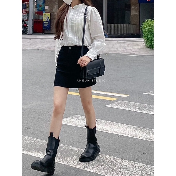 Áo sơ mi xếp ly dáng babydoll Hàn Quốc - WHITE BLOUSE