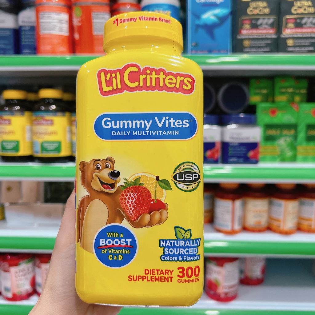 (Date:4/2024) Kẹo Dẻo Bổ Sung Vitamin tổng hợp Dành Cho Trẻ L’IL CRITTERS Complete Multivitamin GUMMY VITES 300 Viên