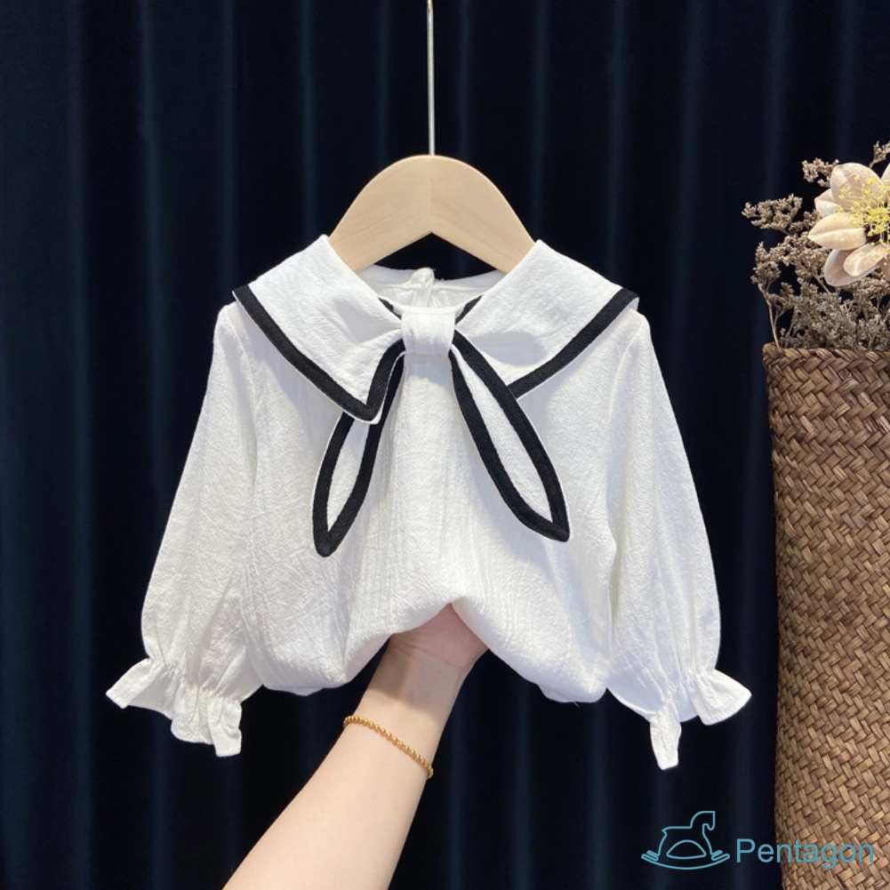 Set Áo Cổ Thủy Thủ + Quần Jean Ống Rộng Thời Trang Cho Bé Gái