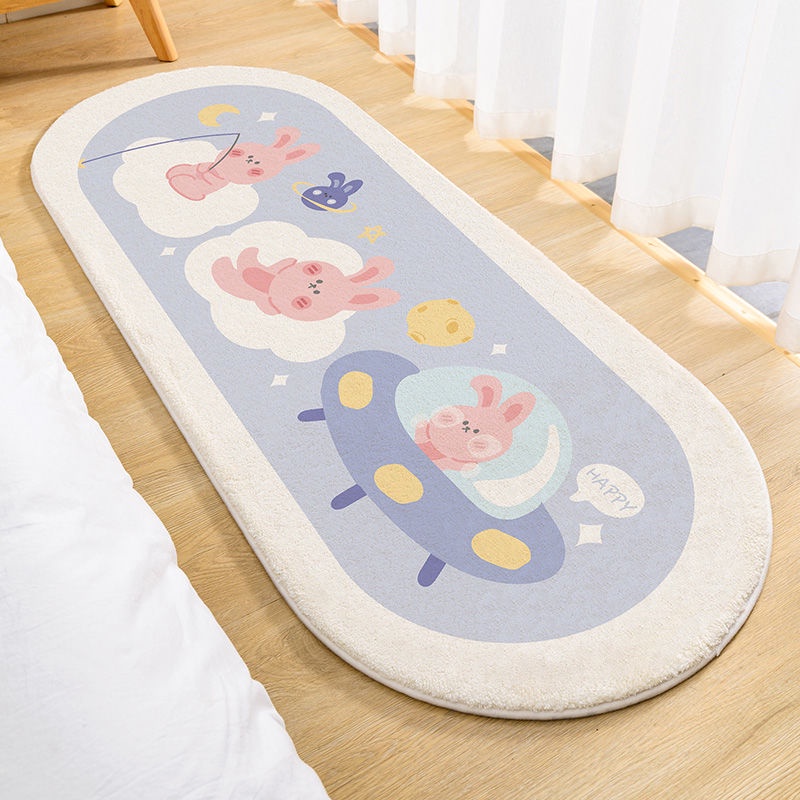 Thảm Chùi Chân Chống Trượt Thấm Hút Tốt Hình Oval Hoạt Hình Đáng Yêu