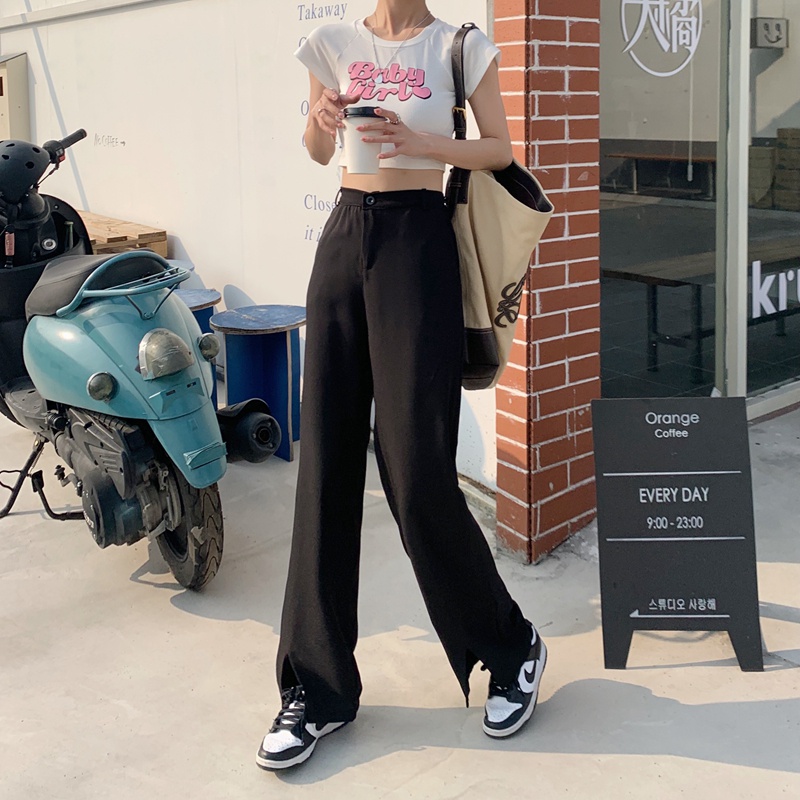 SUXI Quần Dài Ống Rộng Lưng Cao Tôn Dáng Hợp Thời Trang Cho Nữ