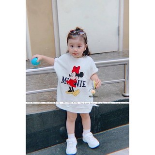 Áo váy micky tay hến bo gấu cho bé