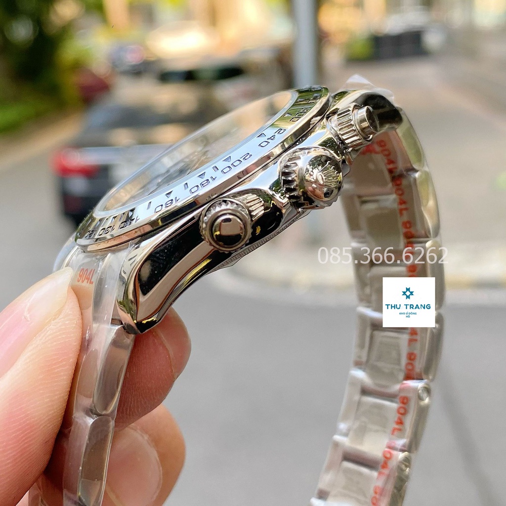 Đồng hồ nam Đồng hồ cơ Rolex mặt xám viền thép trắng size 40-41mm