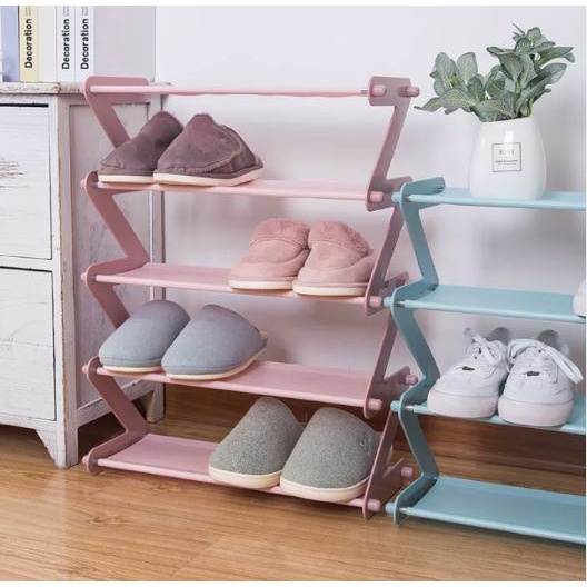 Kệ Để Giày Dép 4 Tầng Chữ Z Khung Nhựa, Kệ Sách Decor, Kích thước : 49*44,5*19 cm
