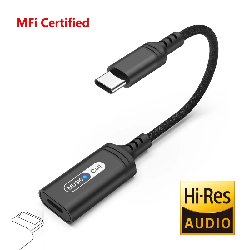 Bộ điều hợp âm thanh USB C sang Lightning Giao diện âm thanh Bộ khuếch đại tai nghe Cáp chuyển đổi HiFi Loại C cho iPad Pro Air MacBook Air