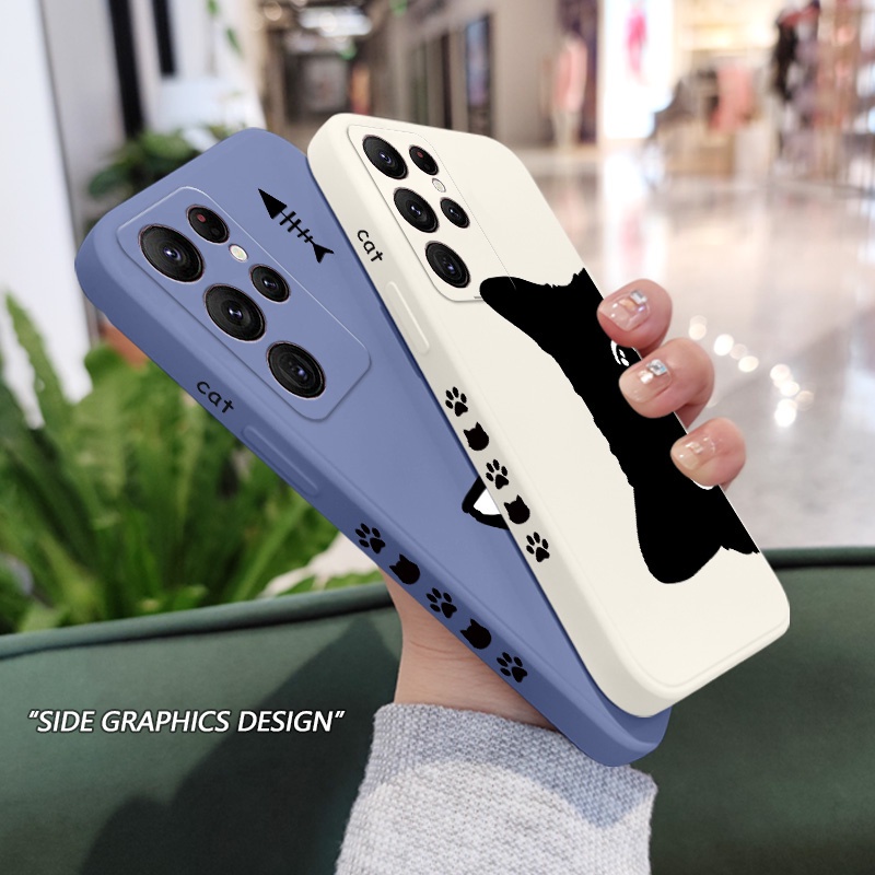 Ốp Điện Thoại Họa Tiết Mèo Đen Dành Cho Samsung Galaxy S23 S22 Ultra Plus