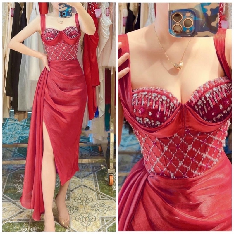 Đầm body dự tiệc TRIPBLE T DRESS cúp bra kết cườm - Size S/M/L - MS286Y