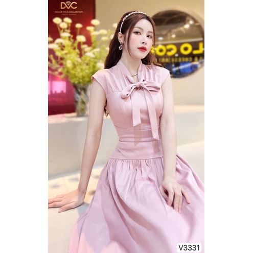 V3331 váy xoè màu hồng
