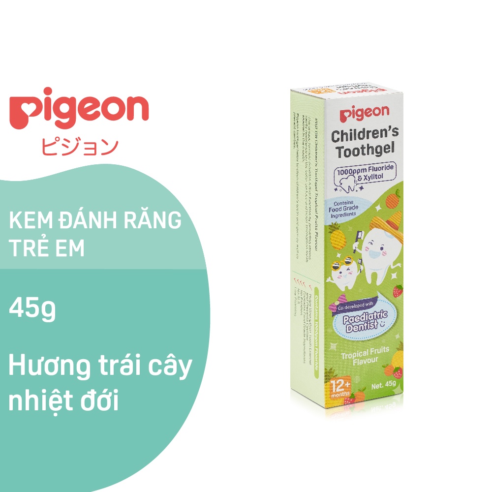 Kem Đánh Răng Trẻ Em Pigeon 45g- Hương Dâu/Hương Trái Cây Nhiệt Đới