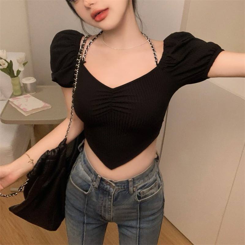 Áo Thun Tay Ngắn Hở Lưng Thời Trang Mùa Hè Quyến Rũ Cho Nữ áo croptop