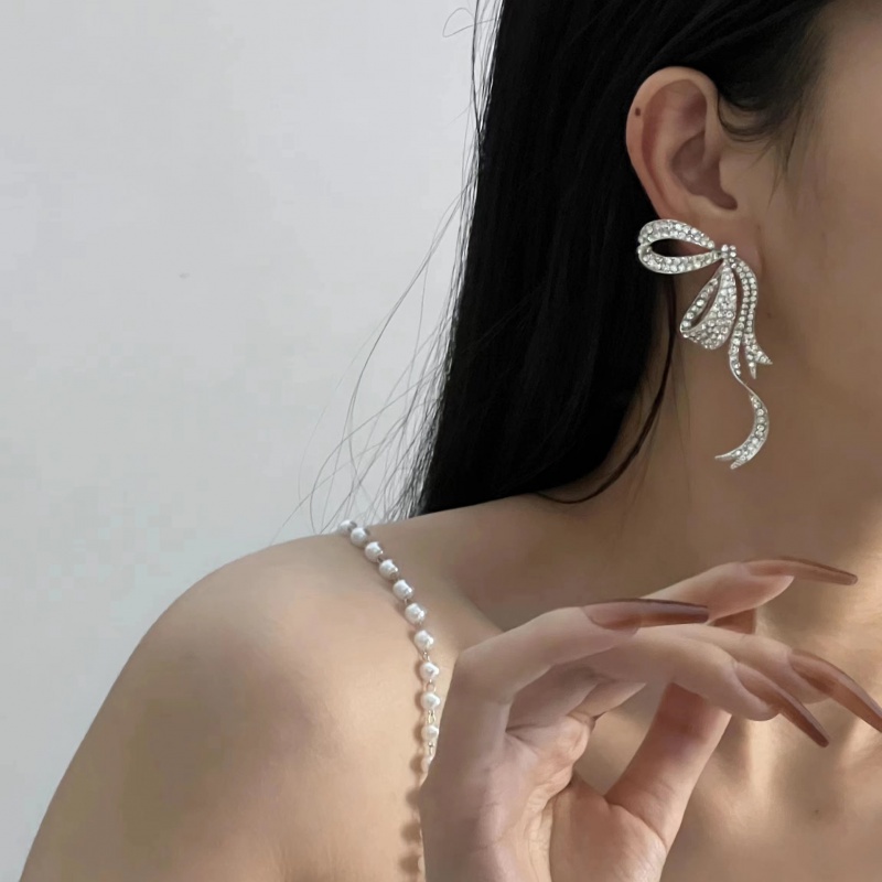 Bông Tai dự Tiết Nơ Đính Đá Thời Trang Cho Nữ