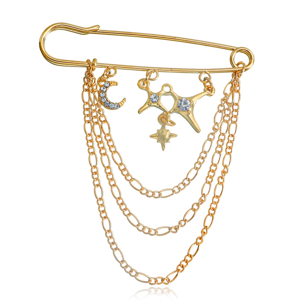 Trâm Cài Áo Hình Ngôi Sao Đính Đá Phối Tua Rua Phong Cách Cổ Điển Thời Trang Cho Nữ