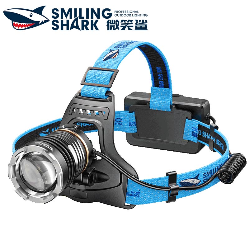 Đèn pin đeo đầu SMILING SHARK TD8036 P360 6000Lm chống thấm nước siêu sáng thu phóng được cho cắm trại câu cá làm việc