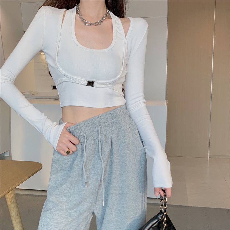 Áo Thun Tay Dài Giả Hai Lớp Thời Trang Cá Tính Cho Nữ