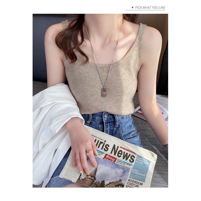 Áo Tank Top Màu Trơn Thiết Kế Mới Quyến Rũ Thời Trang Dành Cho Nữ