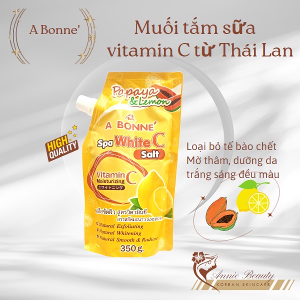 Muối tắm sữa bò A BONNE' loại bỏ tế bào chết, bã nhờn làm sạch da, kích thích tuần hoàn máu, tái tạo da sáng, mịn màng