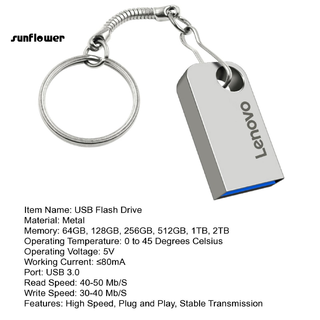 Ổ đĩa flash USB LENOVO 3.0 chống từ tính thích hợp cho máy tính xách tay