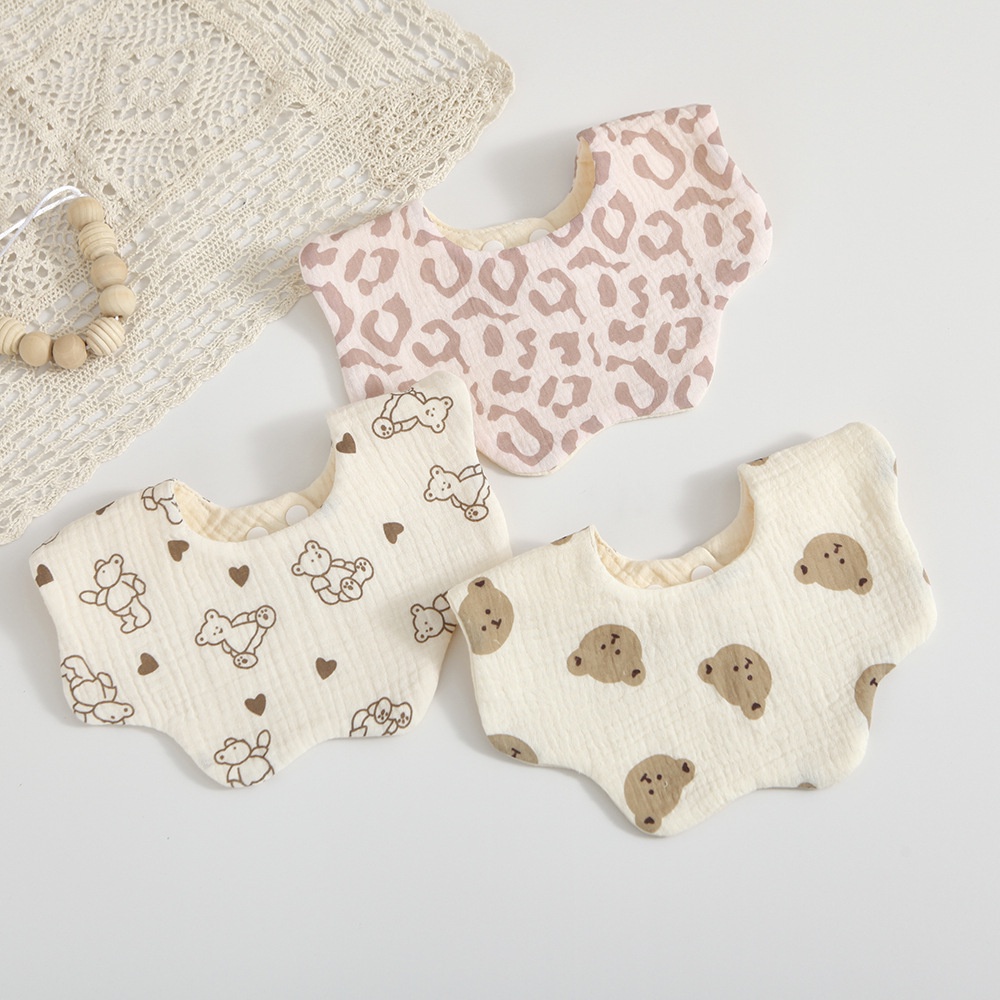 Yếm Ăn 6 Lớp Bằng Vải Cotton Mỏng Xoay 360 Độ Chống Chảy Xệ Phong Cách Hàn Quốc Cho Bé Sơ Sinh