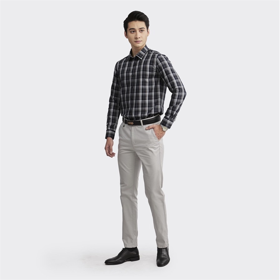 Áo sơ mi nam dài tay ARISTINO dáng Slim fit ôm vừa, họa tiết kẻ nam tính, lịch lãm - ALS16602