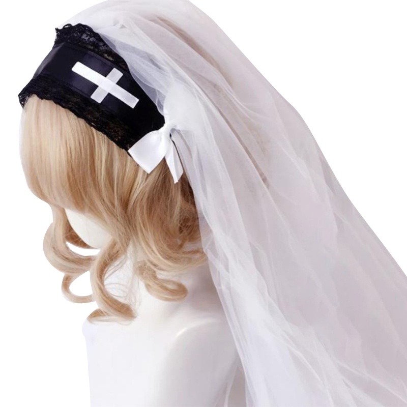 Mạng Che Mặt Màu Đen Phối Ren Kèm Lược Cài Tóc Phong Cách Lolit Halloween