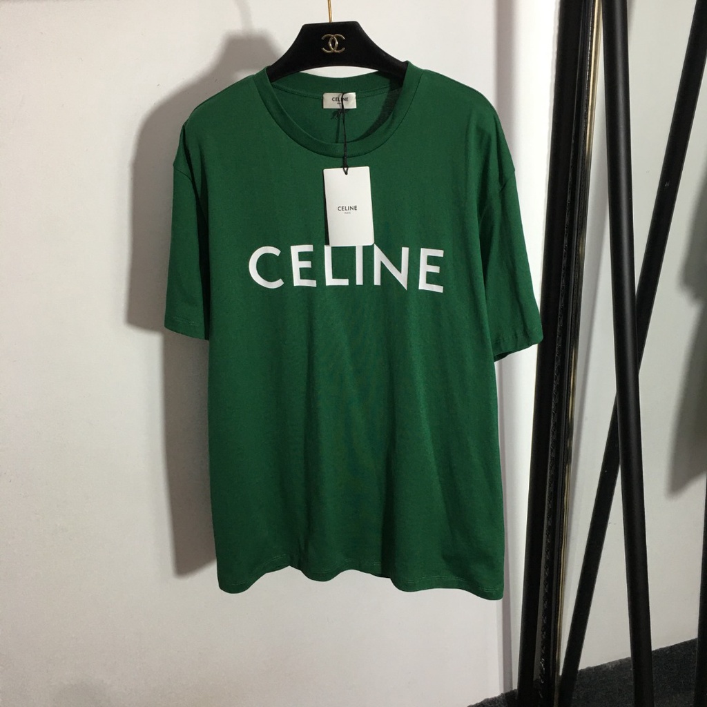 Áo thun nữ ngắn tay cotton Celine dáng rộng trẻ trung