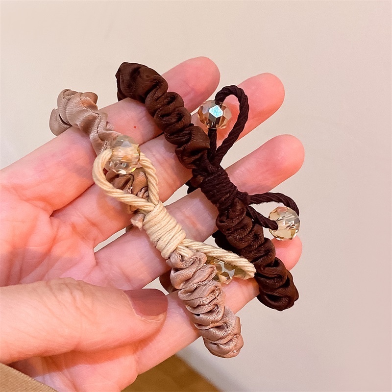 Dây Cột Tóc Cao Su Co Giãn Đính Đá Pha Lê Hình Nơ Phong Cách Hàn Quốc Đơn Giản Cho Nữ