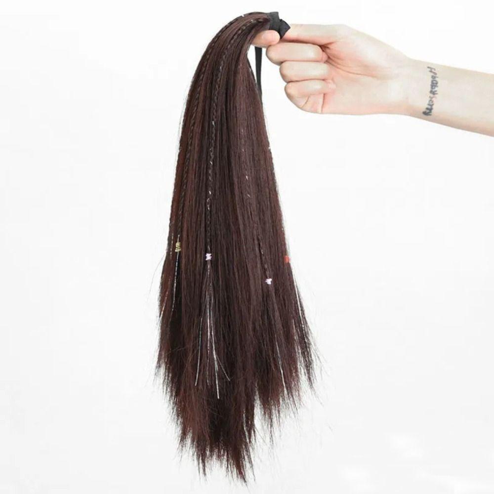 Dây Buộc Tóc Đuôi Ngựa Thẳng Dài Vô Hình Bằng Sợi Tổng Hợp Mịn Màng Ngọt Ngào Cho Nữ