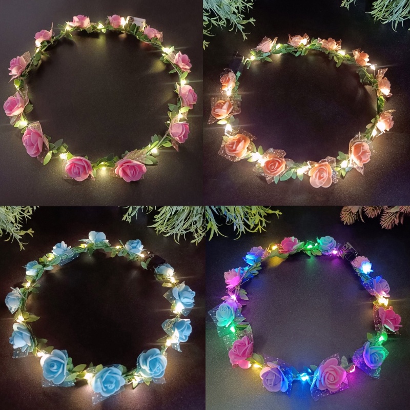 Băng Đô Cài Tóc Hình Vương Miện Đính Hoa Nhiều Màu Tùy Chỉnh Cho Nữ