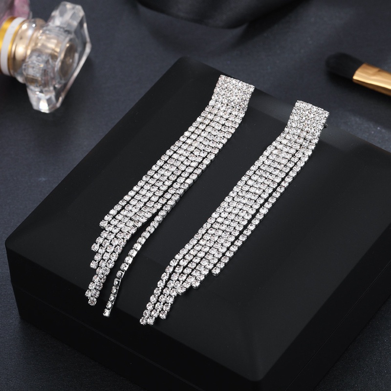 Bông Tai Dạng Chuỗi Tua Rua Toàn Diện Phong Cách Âu Mỹ Đơn Giản