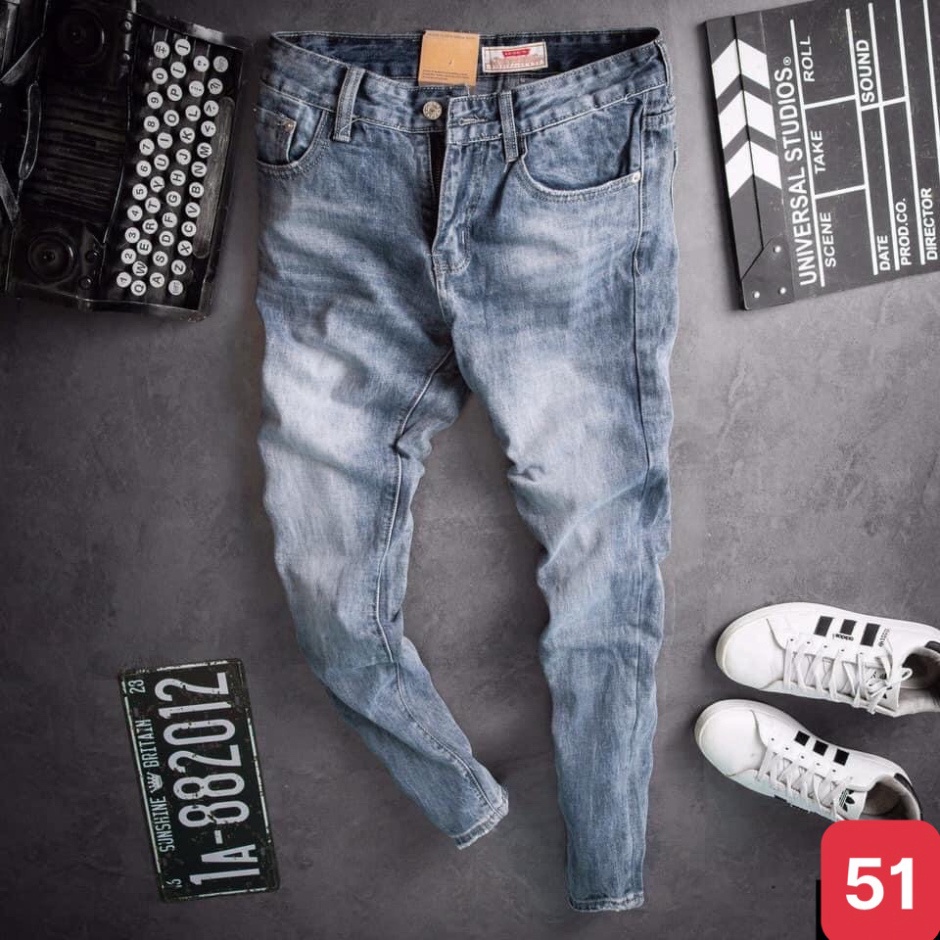 Quần jean nam không rách gối màu xanh đậm chất jeans bò cao cấp co dãn 4 chiều rin form dáng skinny Q79 mẫu mới - Hàng m