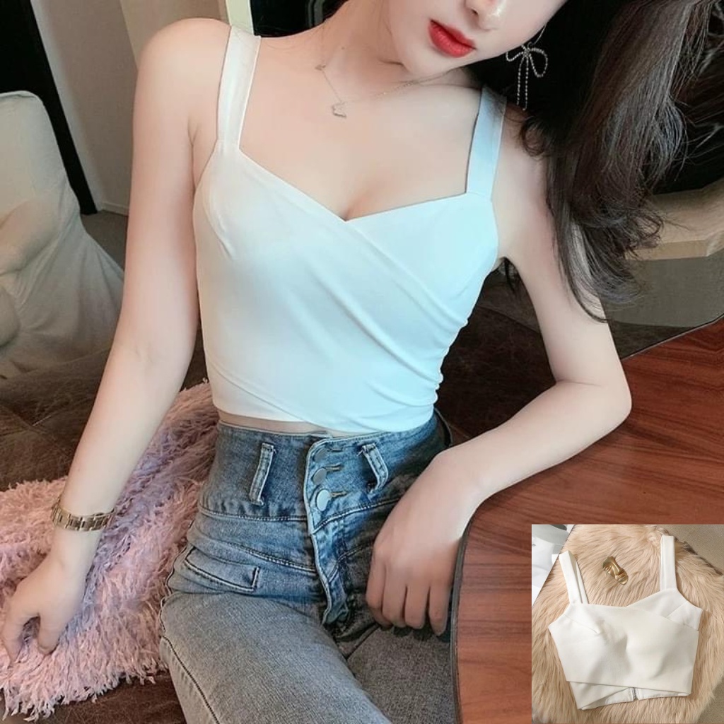 Áo Bra croptop nữ - Áo hai dây thiết kế bản to có sẵn đệm mút kiểu dáng croptop trẻ trung , tôn dáng | BigBuy360 - bigbuy360.vn