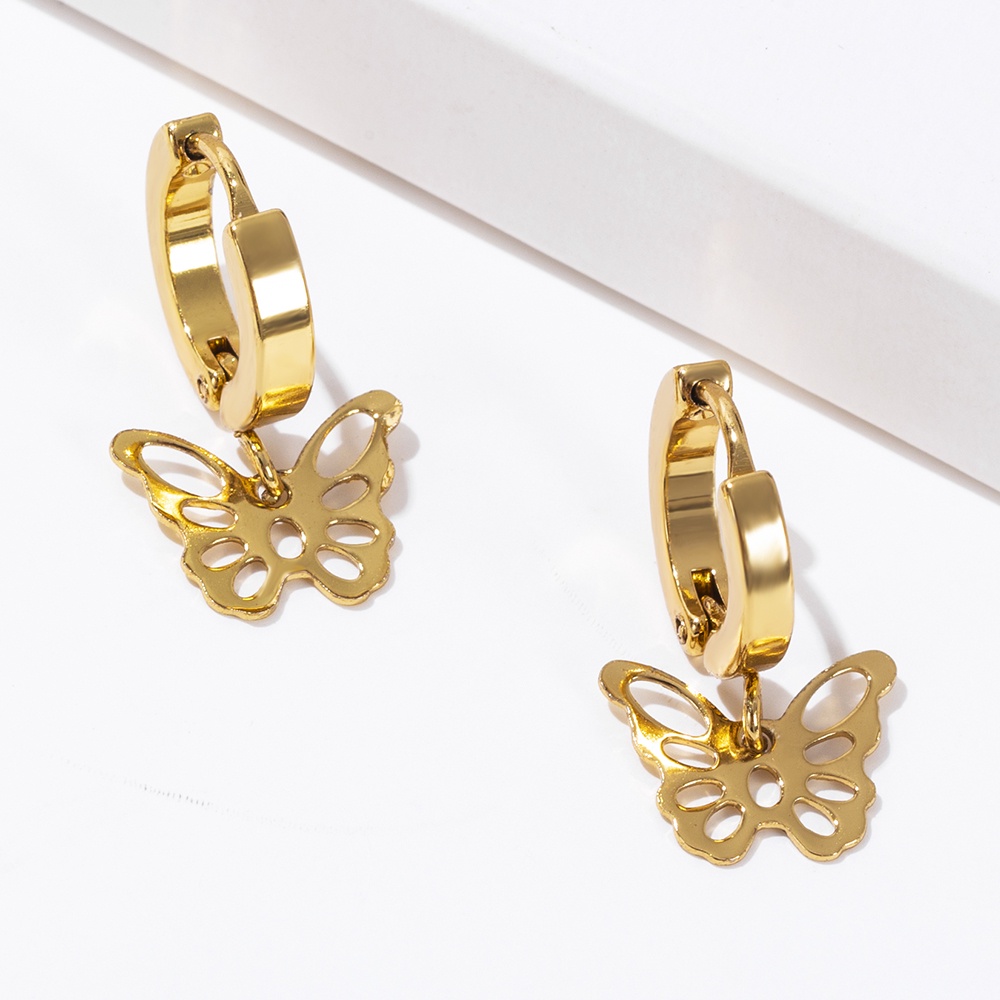 Bông Tai Mạ Vàng 18K Hình Bươm Bướm Dễ Thương Không Gây Dị Ứng Thời Trang Cho Nữ