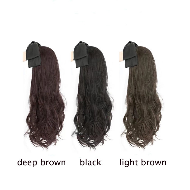 Bộ Tóc Giả Dài Thẳng / Xoăn Chữ U Màu Đen Có Thể Tháo Rời Cho Nữ