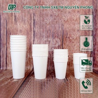 [Bán sỉ - Hoả tốc] 100 ly giấy trắng, nâu 1 lớp ( đẩy đủ các size ) dùng 1 lần