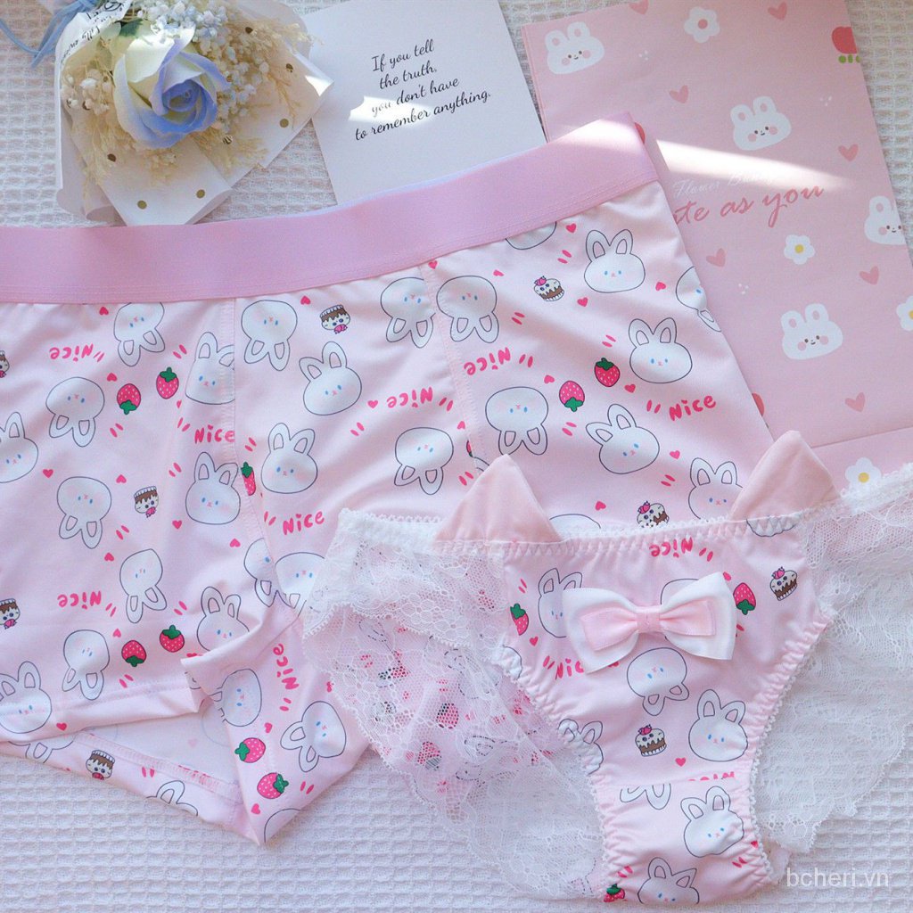 Quần Lót Boxer Tam Giác Hình Thỏ Hồng Sữa Nhỏ Dễ Thương Có Tai Một Nam Và Nữ Mengmeng Bunny Cho Cặp Đôi
