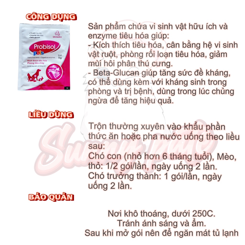 Men tiêu hóa Probisol Pets cho chó mèo - gói 5g