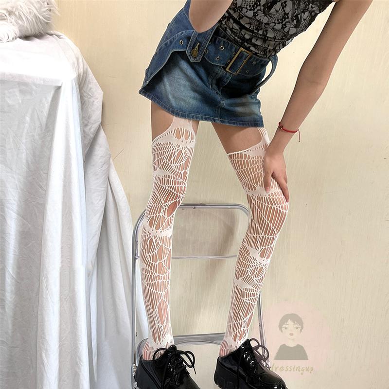 Tất Lưới Cổ Cao Siêu Mỏng Thiết Kế Cắt Xẻ Độc Đáo Cho Nữ