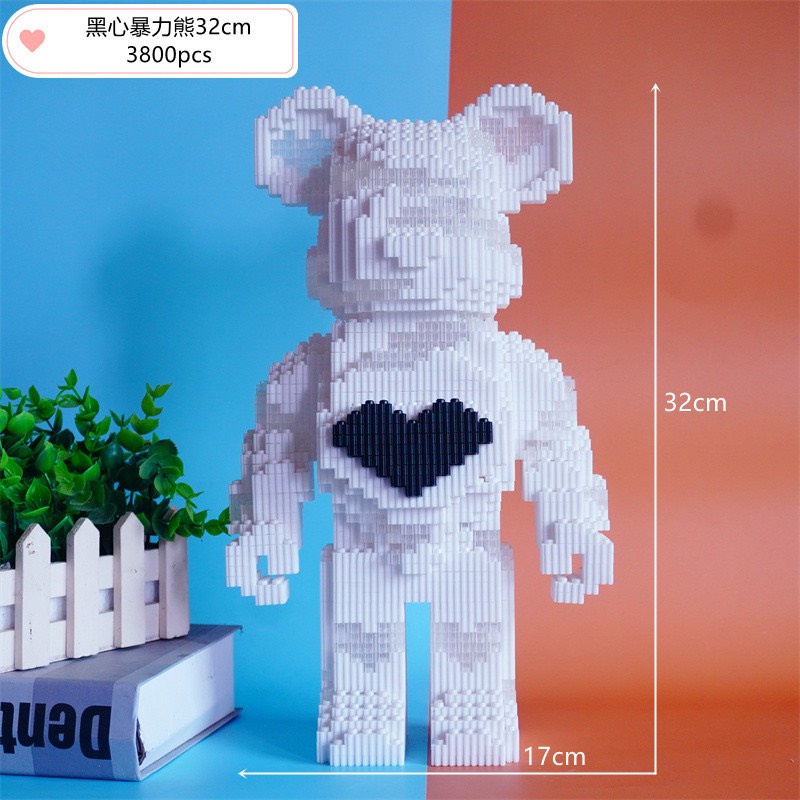 [35cm] Lego Bearbrick Trái Tim - Đồ Chơi Lắp Ráp Mô Hình 3D Gấu Trái Tim 35cm