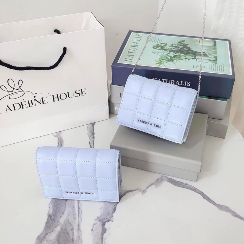 Ví mini trám vuông CnK full box kèm xích