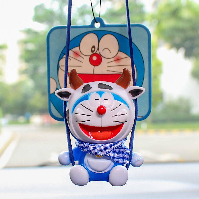 Swing Duck Automobile Hanging Ornament Doraemon Car Rearview Mirror Hangings Cute Zodiac Decoration Car Pendant Decoration KQm6