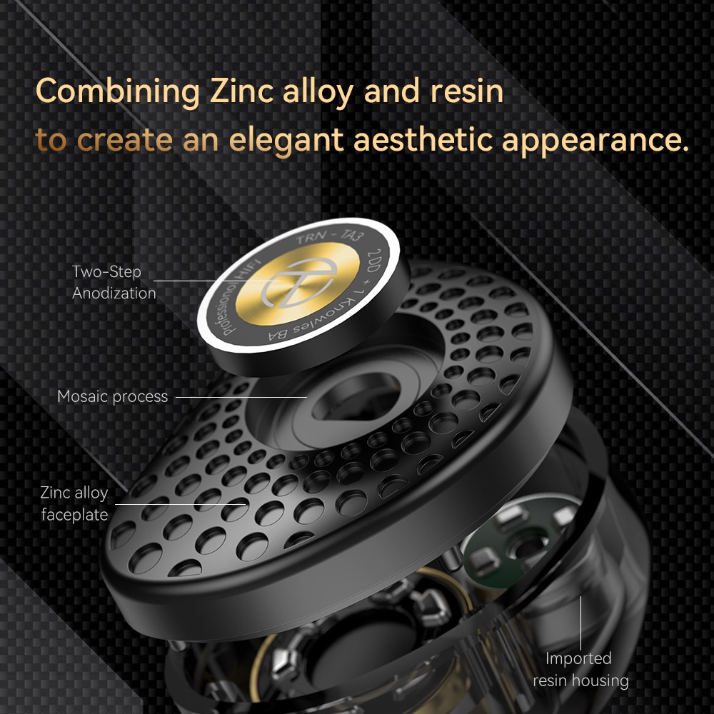 Tai Nghe Nhét Tai TRN TA3 Hi-FI 1BA 2DD Mạ Điện Beryllium HIFI Dùng Khi Chạy Bộ Cho Tai Nghe MT4