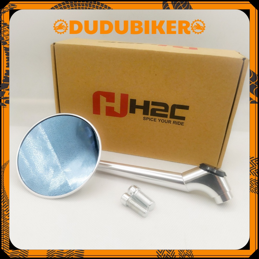 Gương H2C- tròn kiểu ngôi sao nhôm CNC, Gương tròn xe máy CNC chân xéo 744 hàng Thái siêu