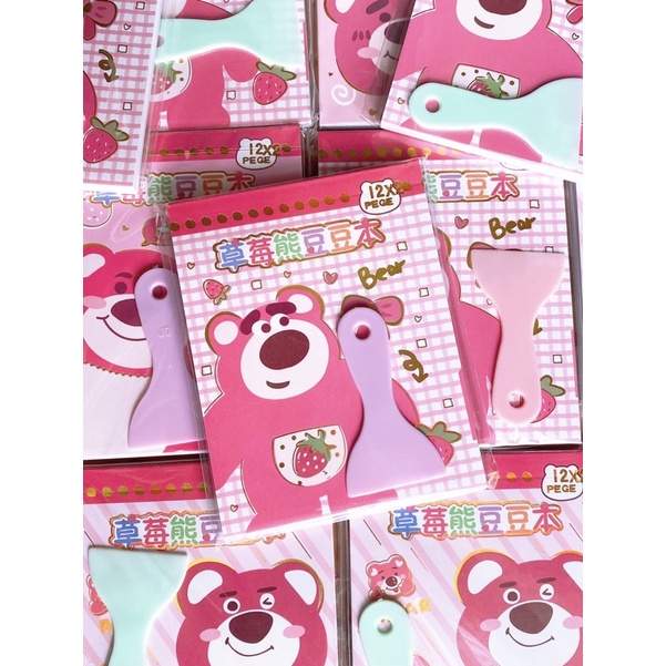 Quyển 24 tờ sticker gấu dâu kèm cán
