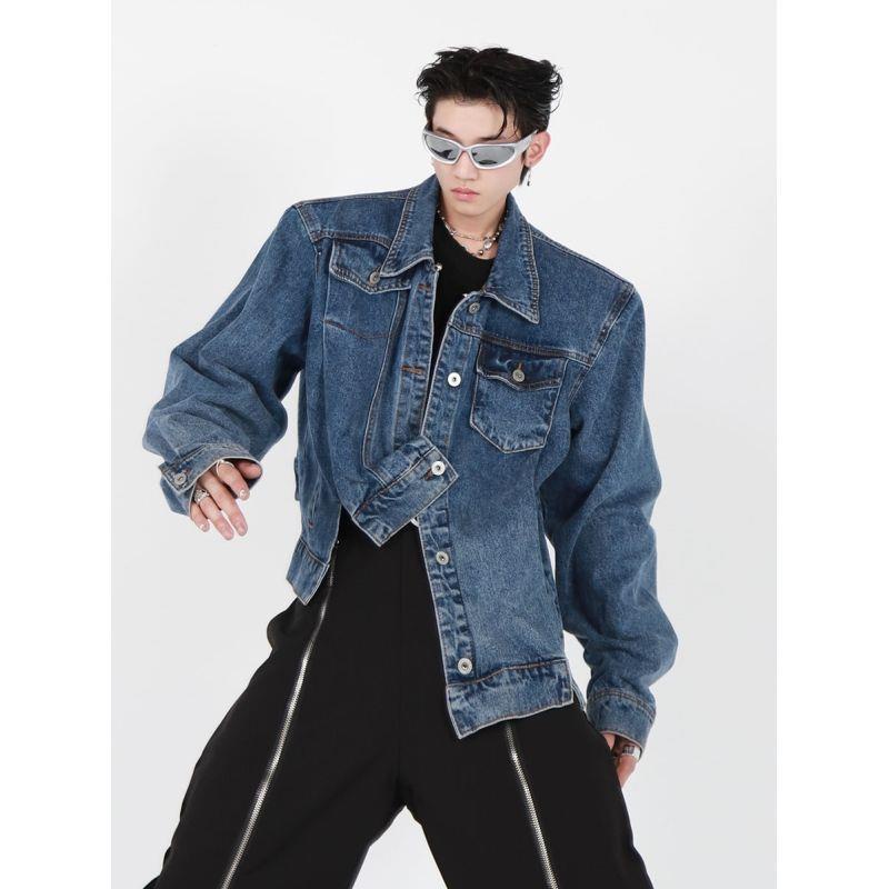 Áo Khoác Denim Cao Cấp Phong Cách Punk Cá Tính Cho Nam