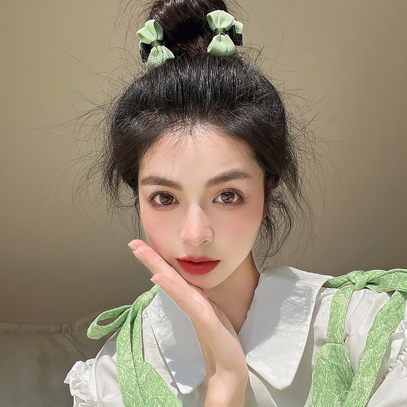 Set 2 Kẹp Tóc Nơ Hai Mặt Thời Trang Hàn Quốc Cho Bé Gái