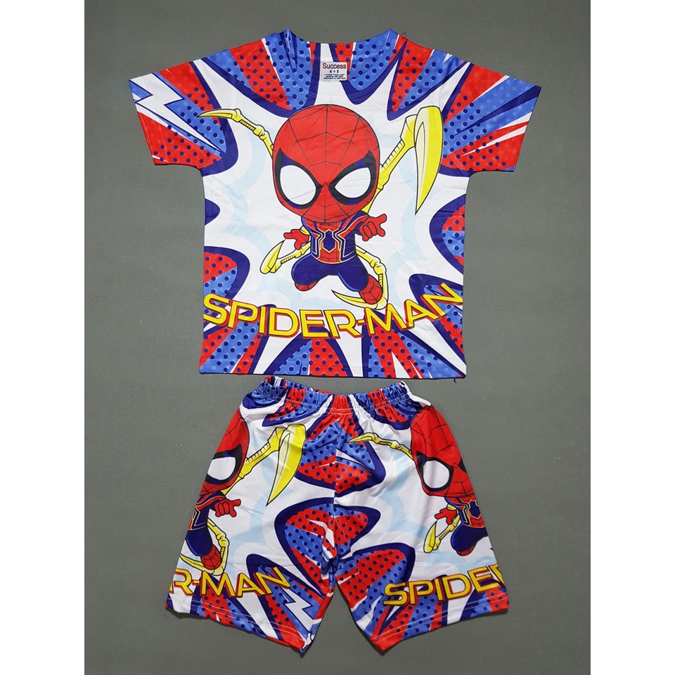 Bộ thun cotton lạnh mềm mát loại 1 họa tiết paw patrol  spiderman siêu nhân bé trai