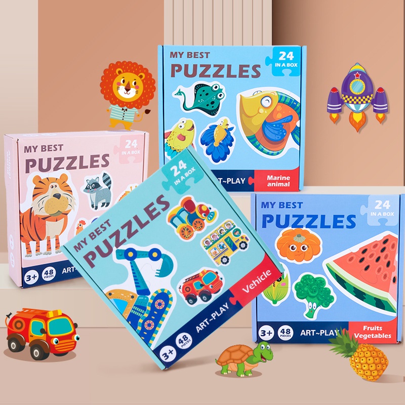 Tranh Ghép 2 Mảnh gỗ puzzle cao cấp phù hợp cho bé từ 2 tuổi trở lên và bé mới tập ghép tranh